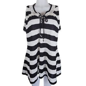 Torrid Vintage Tag Black White Floral Lace Stripe Casual Womens Blouse 4 -4X NWT